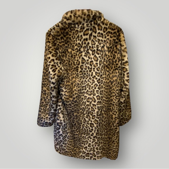 Calvin Klein Vintage Leopard Faux Fur Statement Coat - Picture 4 of 7